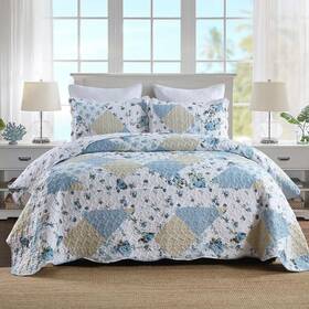 Autumn Dream 791137261210 Reversible Patchwork Bedspread Quilt Set 3 Pieces Coverlet Setbl
