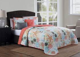 Bel5qtquenghco Avondale Manor Geneva Home Fashion Belize 5-piece Quilt Set Queen Coral