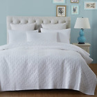 Ax-ay-abhi-76329 Aivedo Pure White Cotton Matelasse Bedspread Set By 700425522650