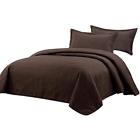 B013ry8axy Solid Modern Quilted Coverlet Set Queen Chocolate 840079109163