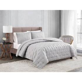 88155930 Badgley Mischka 3pc Full/queen Home Tufted Matte Satin Quilt Set Gray