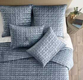 82225.8686 Ballard Margot Slubby Velvet Quilt Bedding Cotton And Sham Collection