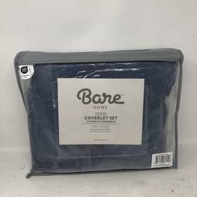 Bare 812228032141 Home Coverlet Set Full/queen Premium Microfiber Dark Blue