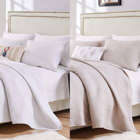 Barefoot Bungalow 636047414113 Parker Quilt Set 3-piece Full/queen Linen