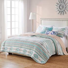 Barefoot Bungalow 636047423023 Phoenix Quilt Set 3piece King/cal King Turquoise