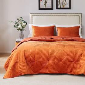 Gl-2106amst Barefoot Bungalow Riviera Velvet Quilt And Pillow Sham Set 2-piece Twin/xl Spice