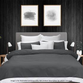 Rqcb-t250qb-ch Bas Phillips 250tc Breathe Cotton Quilt Cover Set Charcoal - Queen