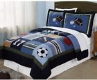 Baseball Pattern Quilt Set Full Queen Print Coverlet Cotton Kids Bedroom Decor 693829288935