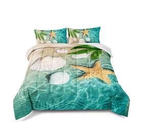 Bducok 014044018113 Ocean Comforter Set Beach Bedding Queen Size Starfish ... Fast Ship