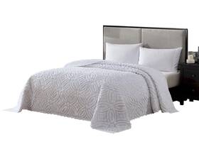 Beatrice Home Fashions 048986732485 Wedding Ring Chenille Bedspread Queen White