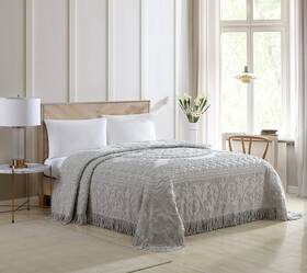 Beatrice Home Fashions 048986769108 Medallion Chenille Bedspread Queen Gray