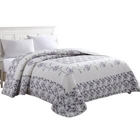 Beatrice Home Fashions 048986801488 Carnation Floral Embroidered Quilted Bedspread Lightw