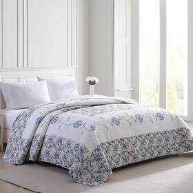Beatrice Home Fashions 048986801549 Carnation Floral Embroidered Quilted Bedspread Lightw