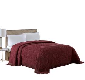 Beatrice Home Fashions 048986848452 Medallion Chenille Bedspread Twin Burgundy