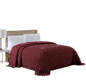 Beatrice Home Fashions 048986848469 Medallion Chenille Bedspread Full Burgundy