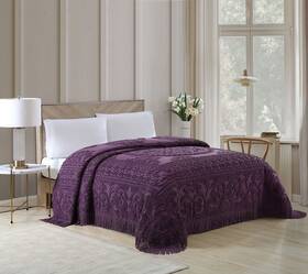 Beatrice Home Fashions 048986848506 Medallion Chenille Bedspread Twin Eggplant