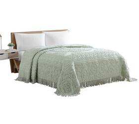 Beatrice Home Fashions 048986890475 Medallion Chenille Bedspread Queen Sage