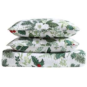 Beatrice Home Fashions 048986915048 Lightweight Holiday Quilt Bedding Set Green Full/queen White Red