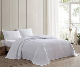 Beatrice Home Fashions 048986947223 Channel Chenille Bedspread Full White