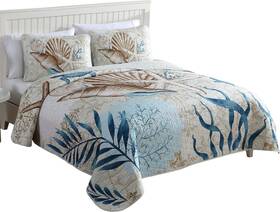 Beatrice Home Fashions 313026483413 Coastal 3-piece Quilt Set King Blue Sea Turtle