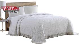 Beatrice Home Fashions 313028459478 Medallion Chenille Bedspread King White