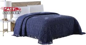 Beatrice Home Fashions 313104538585 Medallion Chenille Bedspread King Navy