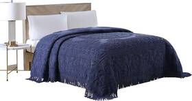 Beatrice Home Fashions 313106641610 Medallion Chenille Bedspread King Navy