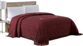 Beatrice Home Fashions 313109362321 Medallion Chenille Bedspread Full Burgundy