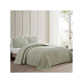 37433 Beatrice Home Fashions Channel Chenille Bedspread Queen Sage
