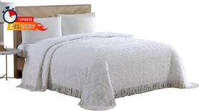 Beatrice Home Fashions 445006311379 Medallion Chenille Bedspread King White