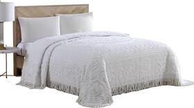 Beatrice Home Fashions 705353281815 Medallion Chenille Bedspread Queen White