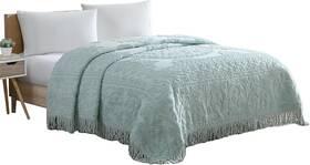 Beatrice Home Fashions 744759814890 Medallion Chenille Bedspread King Blue