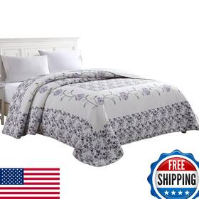 Beatrice Home Fashions B0bdb9nft4 Carnation Floral Embroidered Quilted Bedspread