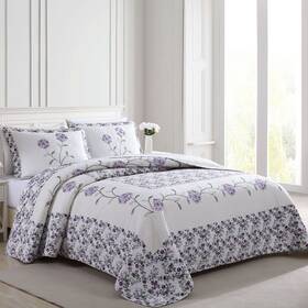 Beatrice Home Fashions Inc. 048986801518 Carnation Embroidered Bedspread