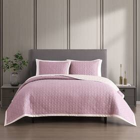 655557 Bebejan 3 Piece Textured Quilted Coverlet Set In Queen