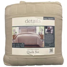 735732565335-p Becki Owens Ny Details By Cotton Gauze Quilt Set 3 Piece Full/queen Taupe