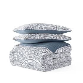 Becky Cameron 196901018890 Quilt Set Full/queen Reversible Soft Microfiber In Dusk Blue 3-pcs
