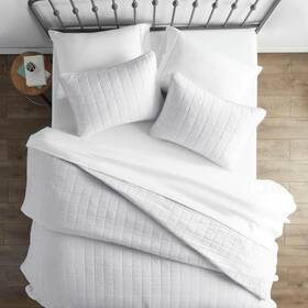 Becky Cameron 816651024841 Quilted Coverlet Set Square Hypoallergenic Polyester Queen White 3-pcs