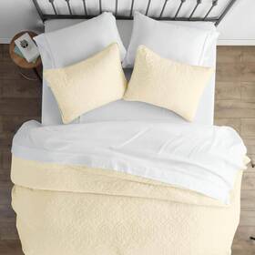 Becky Cameron 816651024988 Coverlet Set 108 Inch X 96 King Geometric Polyester Yellow 3-piece