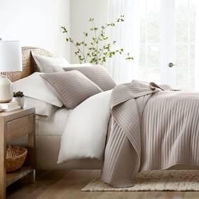 88167442 Becky Cameron Stripes Floral And Diamonds Quilted Coverlet Set With Shams -