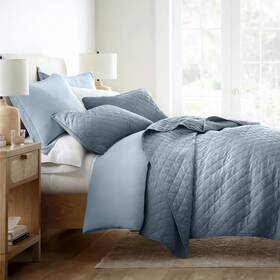 88167455 Becky Cameron Stripes Floral And Diamonds Quilted Coverlet Set With Shams -