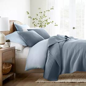 88167457 Becky Cameron Stripes Floral And Diamonds Quilted Coverlet Set With Shams -