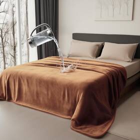 Ba8661 Bedding Aid King Size Waterproof Blanket Velvet Brown And Twilight Blue