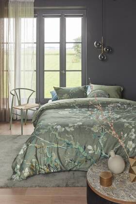 1786076 Bedding House X Van Gogh Partout Des Fleurs Cotton Sateen Quilt Cover Set Green