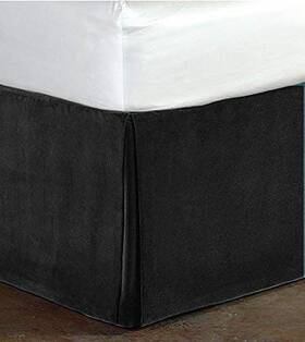 Wisb-cbvj-eius-p29 Bedding Zone Queen 60 Inch X 80 Size Luxurious Black Velvet Box Pleated Bed Skirt 15 Dr