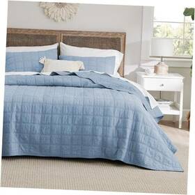 Bedshe 313025797702 100% Cotton Quilt Set Size Bedspread Mineral Blue King 06 -