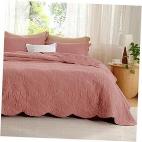 Bedshe 445037974970 Size Quilt Set - Pre-washed Bedding King 00 Grayish Pink Leaf Bedshe 445037974970 Size Quilt Set - Pre-washed Bedding King 00 Grayish Pink Leaf