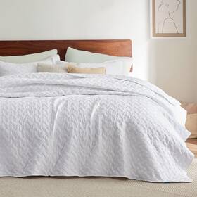 Bedshe 841745118021 Lightweight Bedspreads King Size With Basket Weave Pattern Soft Quilt Bedding