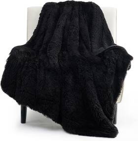 Bedsure 841745156054 Gentlesoft Fluffy Black Throw Blanket 50 Inch X 60 05