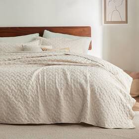 M0717 Bedsure King Size Quilt Set - Lightweight Summer Beige Bedspread